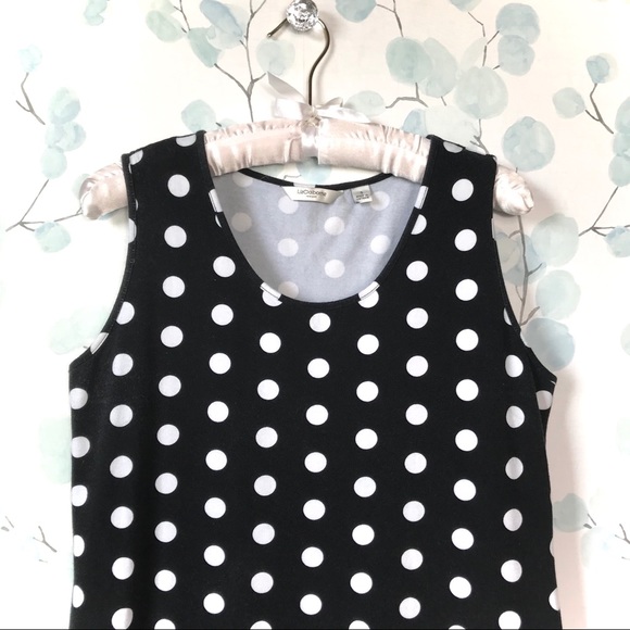Liz Claiborne Womens Black & White Classic Polka Dot Sleeveless Maxi Tank Dress - Picture 3 of 10